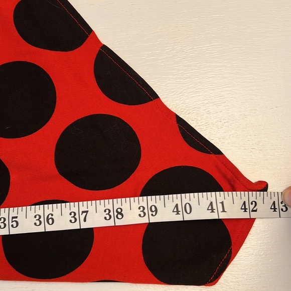 Zara Orange-red Black Chic Polka Dot Asymmetrical dress midi scarf S black label - Picture 13 of 17